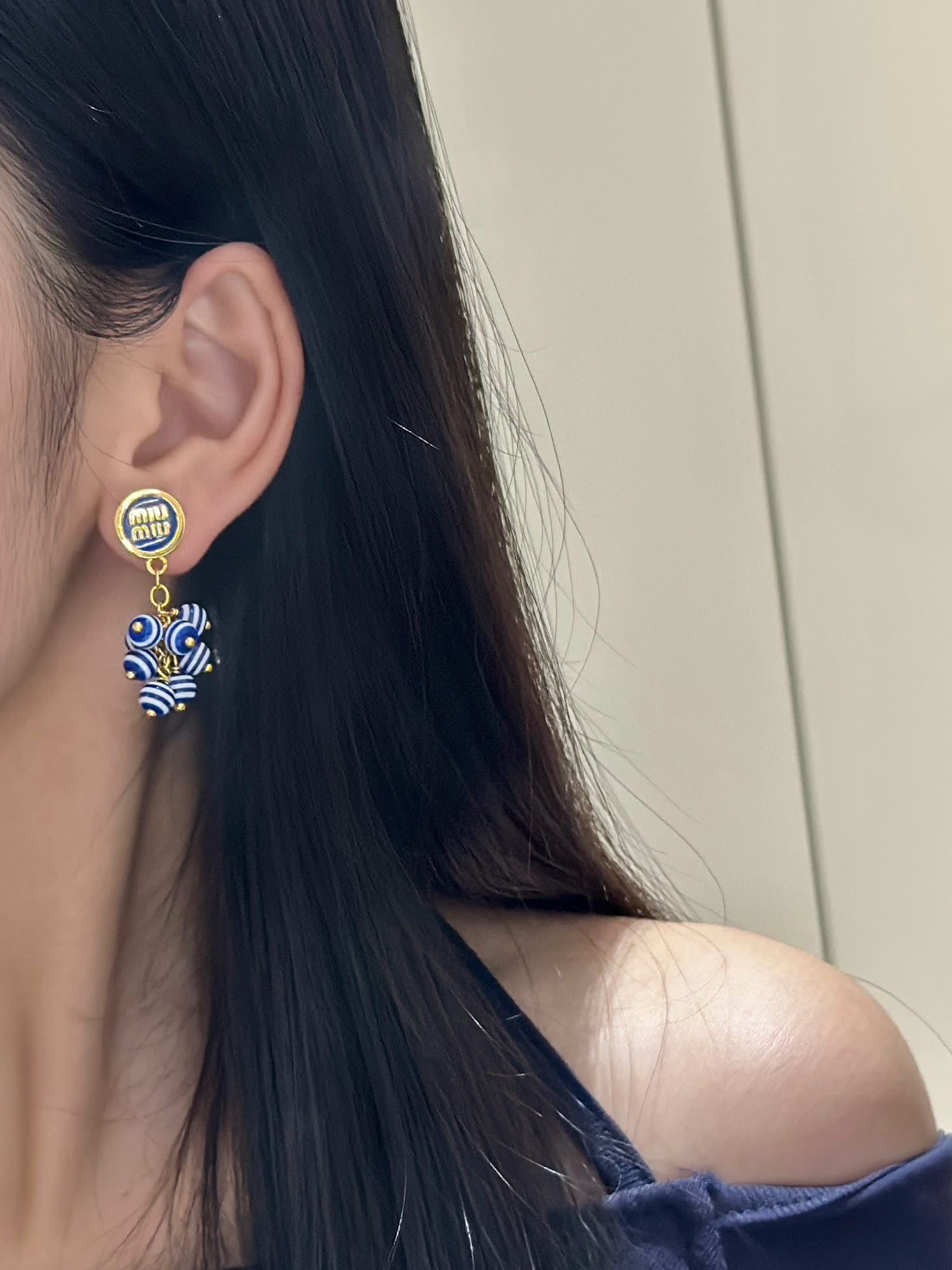 Miu Miu Blue and Gold Earrings